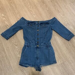 Stylish Off-Shoulder Denim Jumpsuit